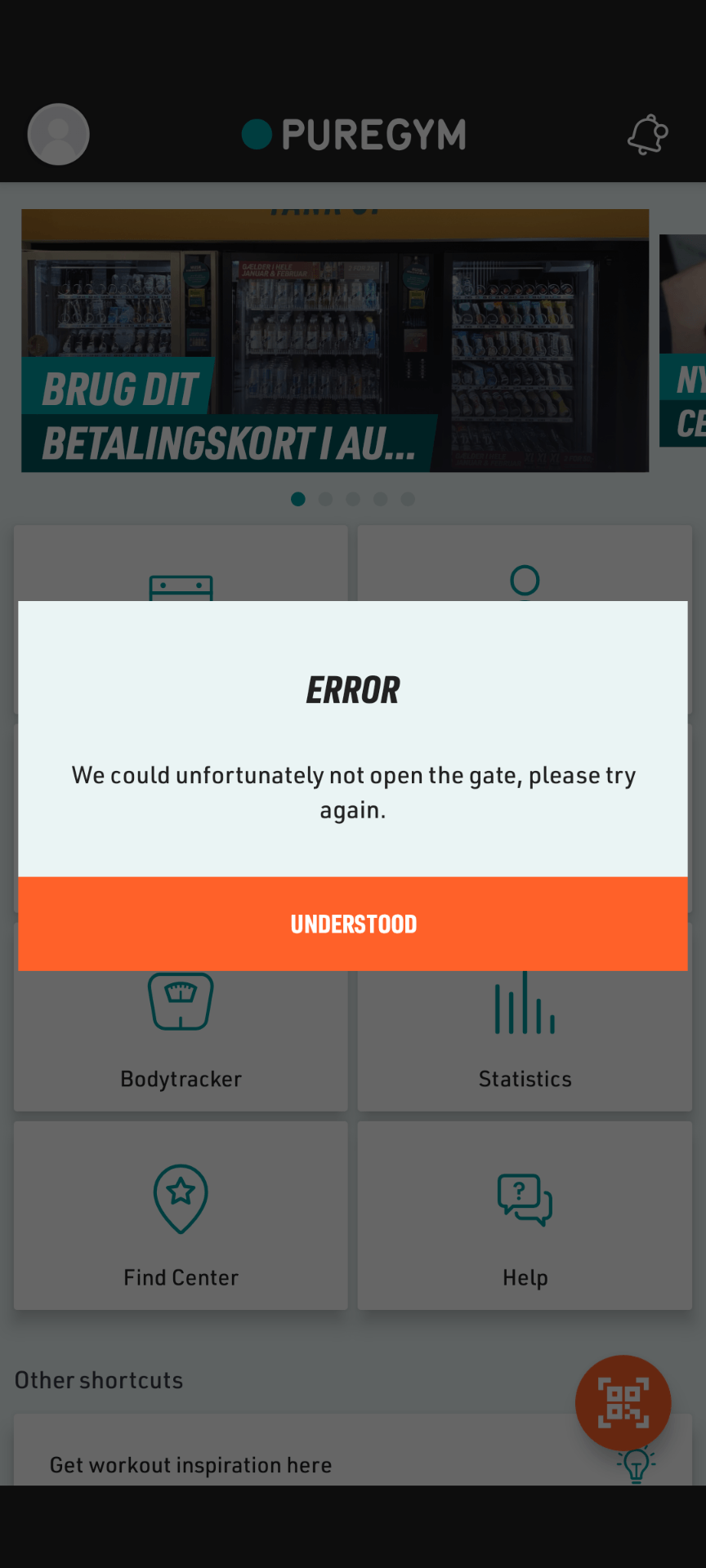 *We could unfortunately not open the gate, please try again.*